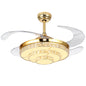 Invisible Crystal Fan LED Chandelier Home Living Room Bedroom Variable Frequency Ceiling Fan Light with Remote Control