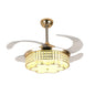 Invisible Crystal Fan LED Chandelier Home Living Room Bedroom Variable Frequency Ceiling Fan Light with Remote Control