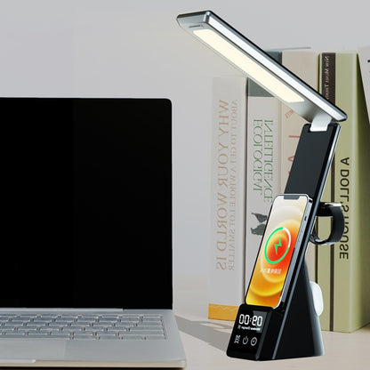 N61 3 in 1 Wireless Charger Folding Eye Protection Desk Lamp with Clock & Alarm Function