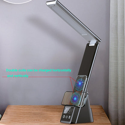 N61 3 in 1 Wireless Charger Folding Eye Protection Desk Lamp with Clock & Alarm Function