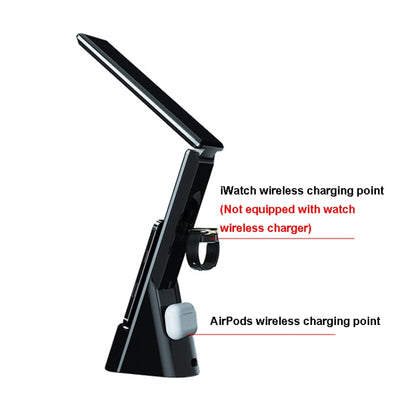 N61 3 in 1 Wireless Charger Folding Eye Protection Desk Lamp with Clock & Alarm Function