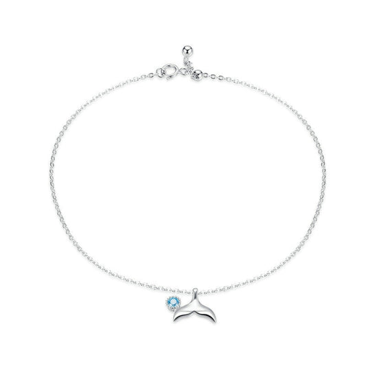 SCT004 Mermaid Tail Anklet Simple White Gold Plated Ladies 925 Silver Anklet