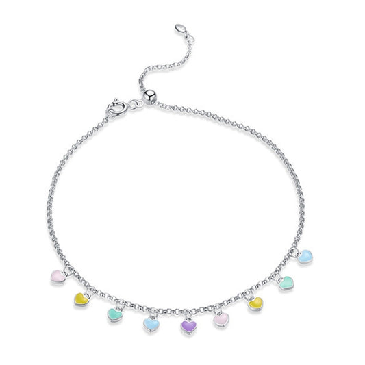 SCT020 Rainbow Love Silver Anklet S925 Silver Anklet