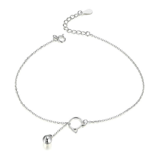 SCT003 Cat Bell 925 Silver Anklet White Gold Plated Simple Ladies Anklet