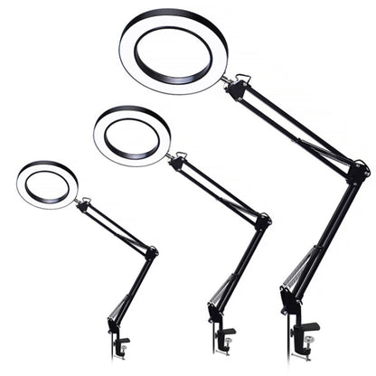 5X Magnifying Glass LED Folding Long Arm Clip Light Eye-protection USB Reading Lamp