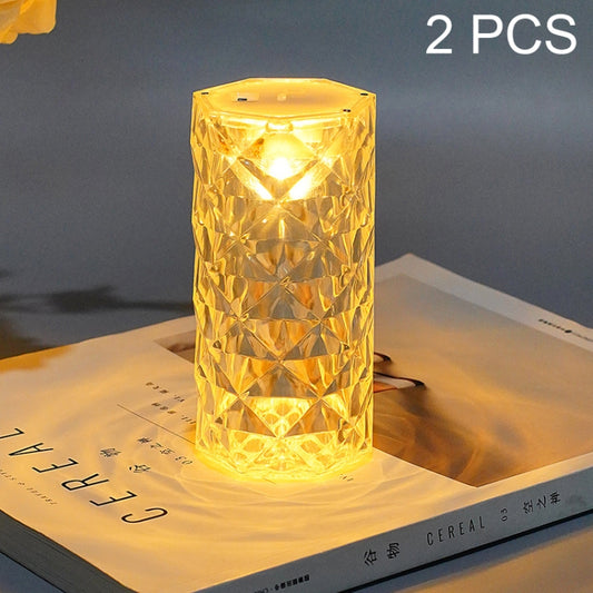 2 PCS SF-001A 1.5V Rose Ambient Light Bedside Crystal LED Desk Lamp