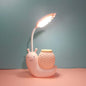 L-0 Cartoon Snail Pen Holder USB Rechargeable LED Soft Eye-Protection Desk Lamp