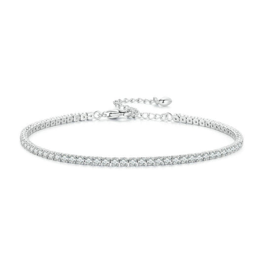 S925 Sterling Silver White Gold Plated Pop Zirconia Bracelet, BSB097