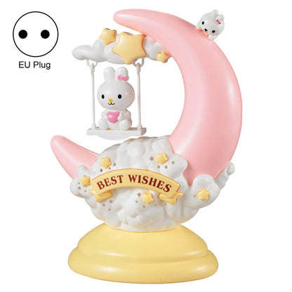 GOELONG Cartoon Moon Table Lamp Children Room Animal Night Light, Plug: