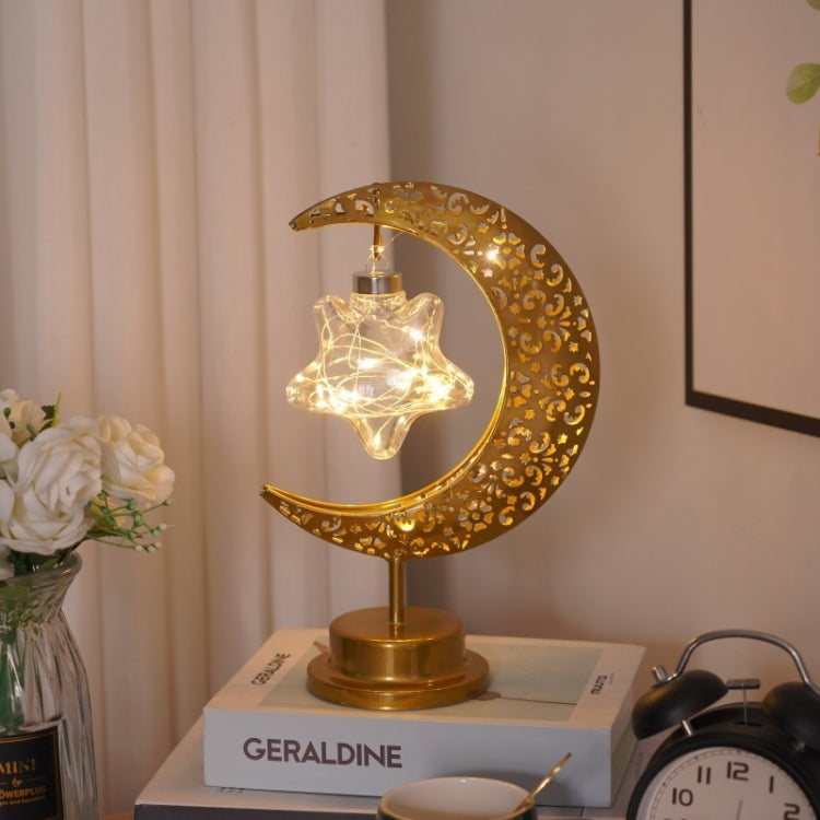 LED Wrought Iron Moon Shape Atmosphere Bedroom Table Lamp