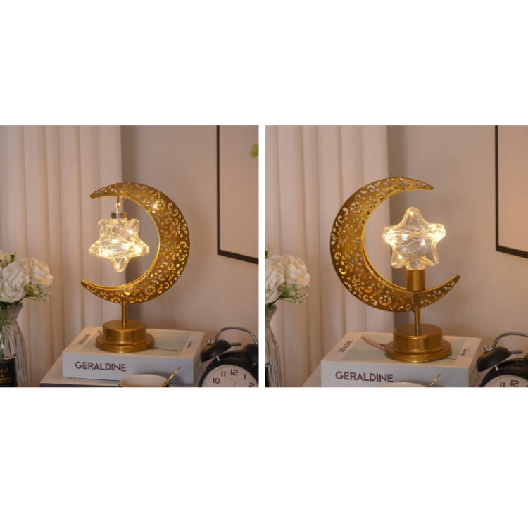 LED Wrought Iron Moon Shape Atmosphere Bedroom Table Lamp