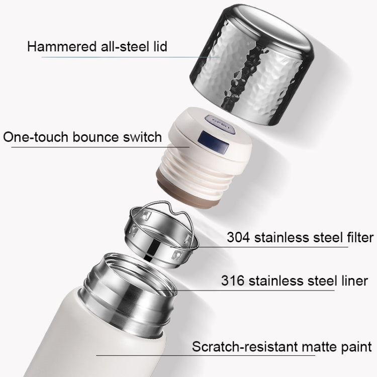 316 Stainless Steel Hammered Lid Thermos Coffee Cup with Tea Filter