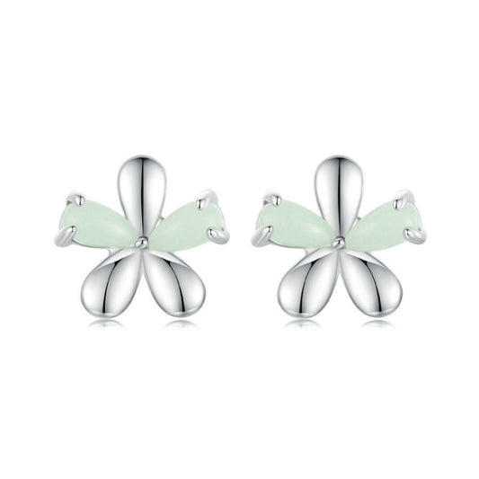 S925 Sterling Silver Platinum Plated Luminous Flower Stud Earrings