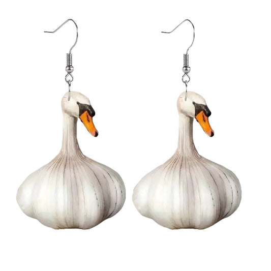 Quirky Garlic Duck Ear Studs Ladies Stylish Holiday Animal Earrings