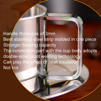 304 Stainless Steel 3 In 1 Double Layer Coffee Cup With Dish and Spoon Heat Insulation and Anti-Scald Milk Tea Mug