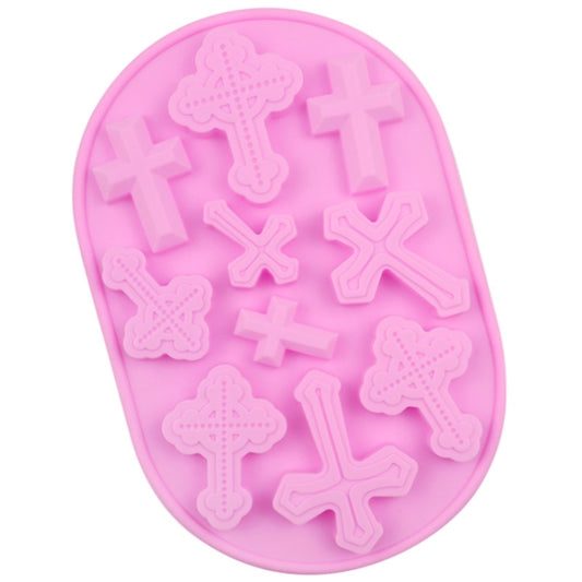 10 Grids Vintage Cross Silicone Chocolate Mould Cake Decoration Molds