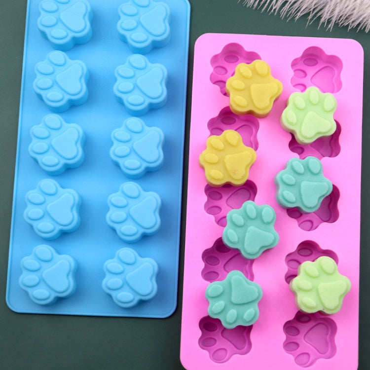 10 Grids Cartoon Kitten Claw Bear Paw Silicone Soap Molds DIY Chocolate Baking Mould