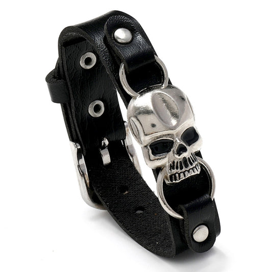 Simple Skull Leather Bracelet Personalized Trendy Street Hand Jewelry