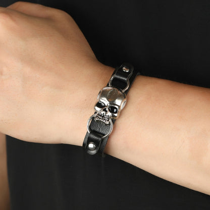 Simple Skull Leather Bracelet Personalized Trendy Street Hand Jewelry