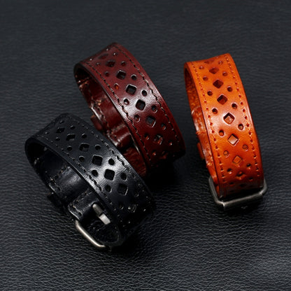 Vintage Hollowed Out Leather Bracelet Personalized Cycling Bracelet