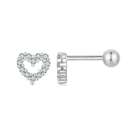 S925 Sterling Silver Threaded Heart Zircon Earrings