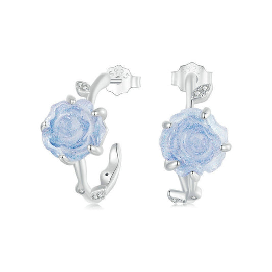 S925 Sterling Silver Ultraviolet Color-Changing Rose Earrings