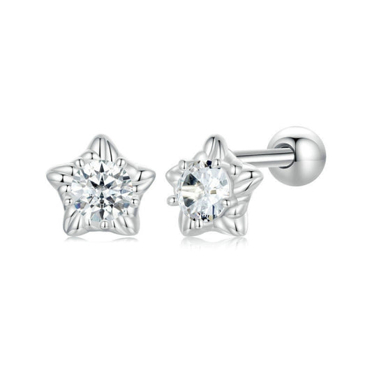 S925 Sterling Silver Moissanite Star Thread Earrings