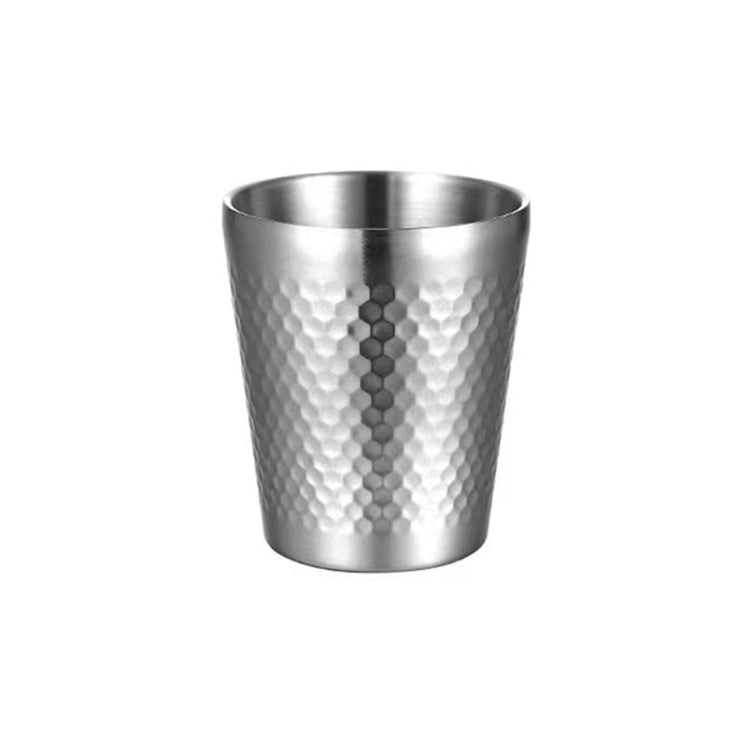 304 Stainless Steel Hammer Mug Thickened Double-Layer Restaurant Tea Cups