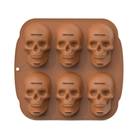 Single Sided 6 Skulls Halloween Silicone Mold