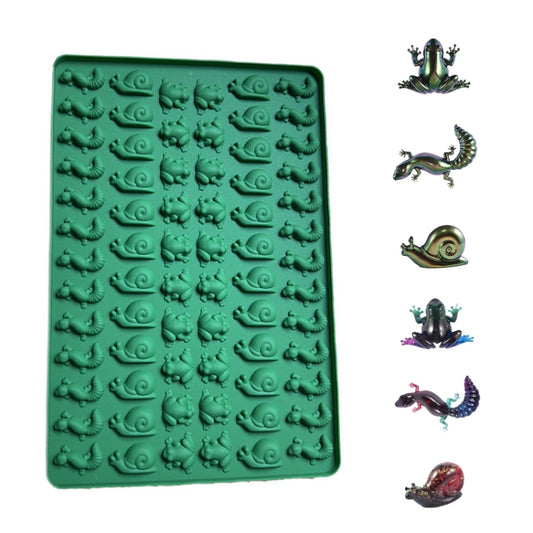 70-Cavity Mini Frog Snail Gecko Silicone Molds For Making Pet Treats, Fondant, Cake, Chocolate, Candy, and Cookies