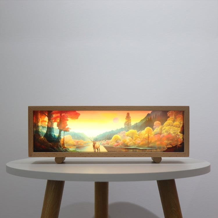 Touch Control Wooden Acrylic Atmosphere Lightbox Decoration Painting Night Light