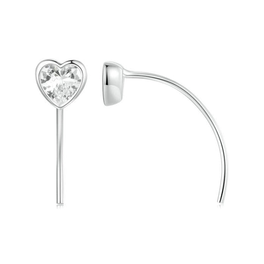 S925 Sterling Silver Playful Heart Zircon Earrings