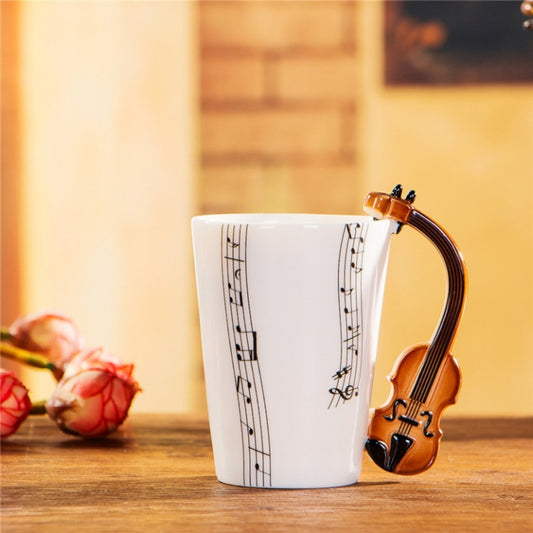 Guitar Ceramic Cup Personality Music Note Milk Juice Lemon Mug Coffee Tea Cup Home Office Drinkware Unique Gift