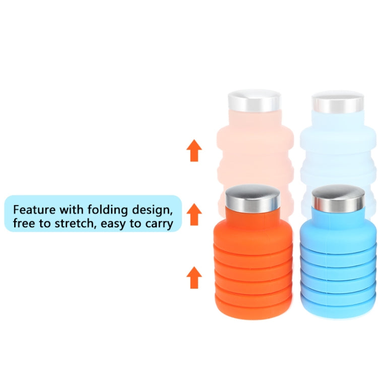 Portable Silicone Water Bottle Retractable Folding Coffee Bottle Outdoor Travel Drinking Sport Drink Kettle,Capacity:500ml