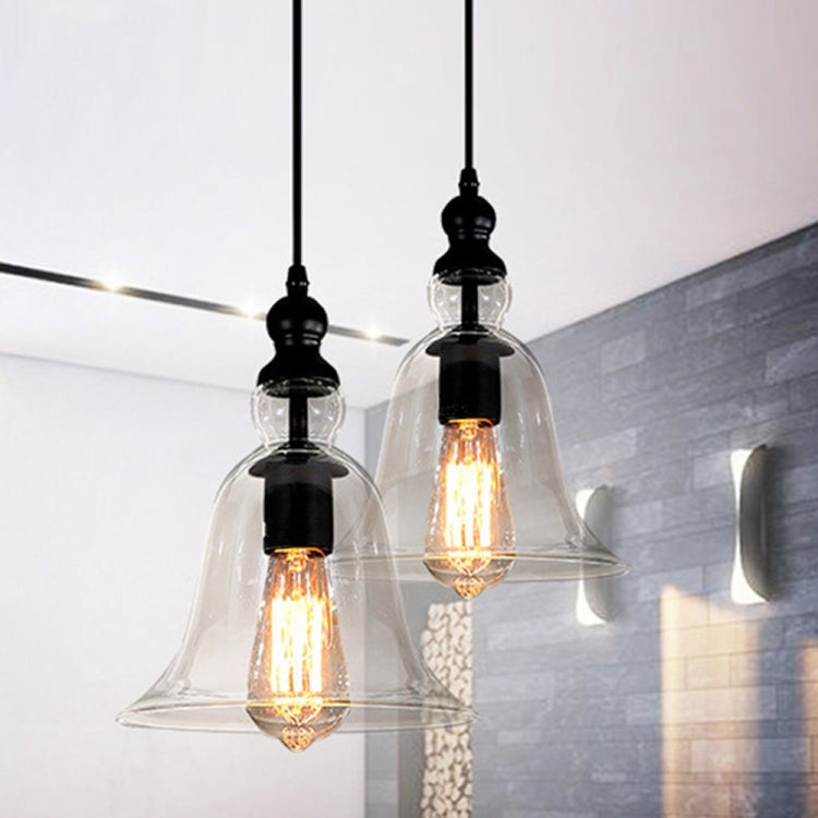 E27 Retro Industrial Hanging Lamp Small Bell Transparent Glass Pendant Light