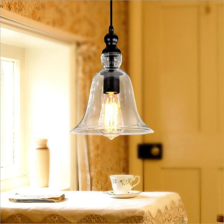 E27 Retro Industrial Hanging Lamp Small Bell Transparent Glass Pendant Light