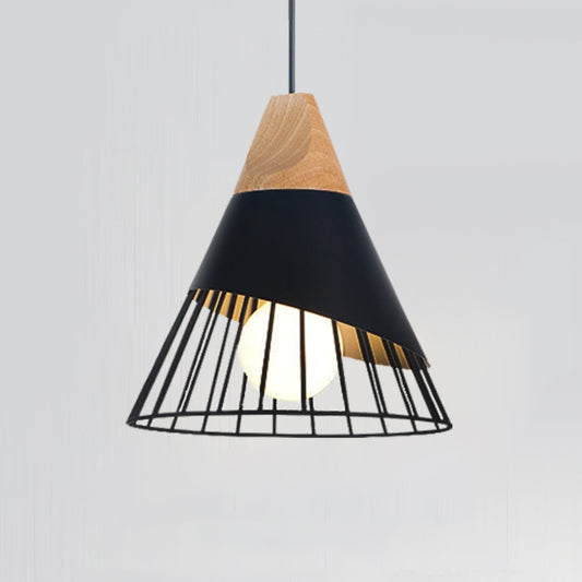 E27 Modern Lighting Iron Solid Wood Pendant Light Hanging Lamp