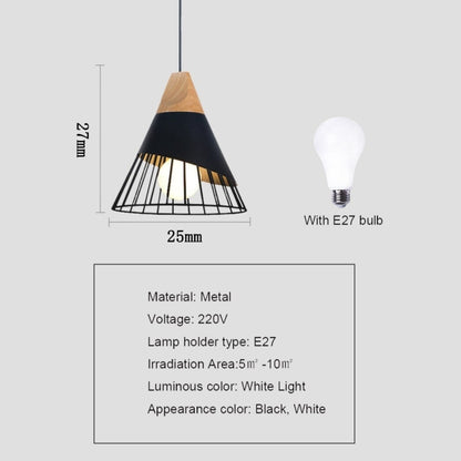 E27 Modern Lighting Iron Solid Wood Pendant Light Hanging Lamp