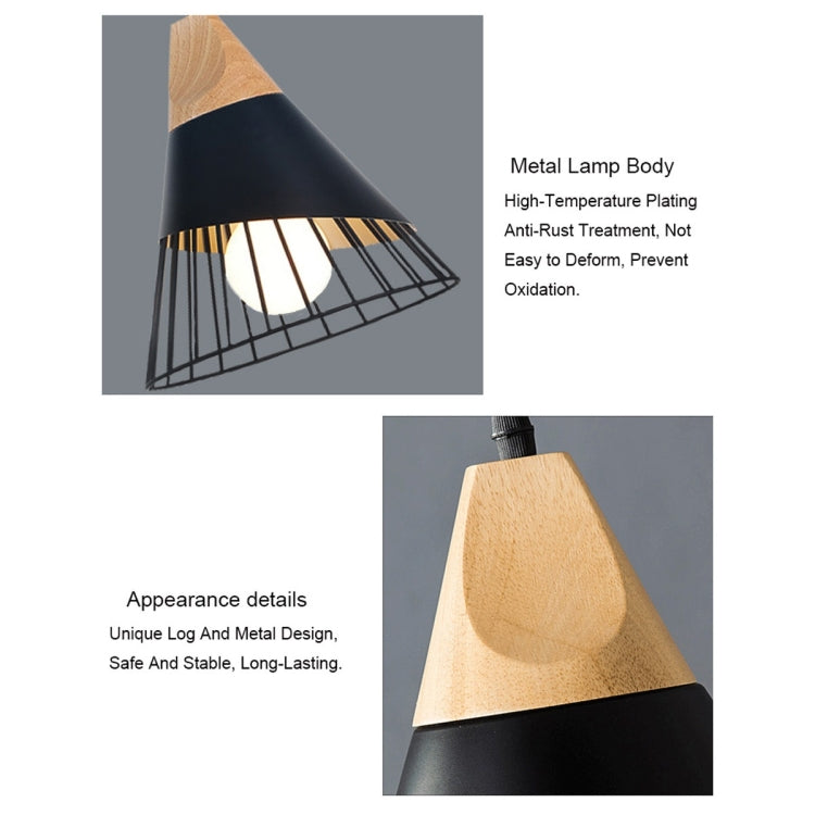 E27 Modern Lighting Iron Solid Wood Pendant Light Hanging Lamp