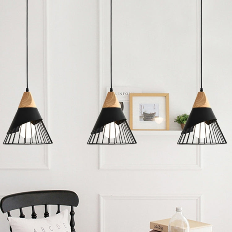 E27 Modern Lighting Iron Solid Wood Pendant Light Hanging Lamp