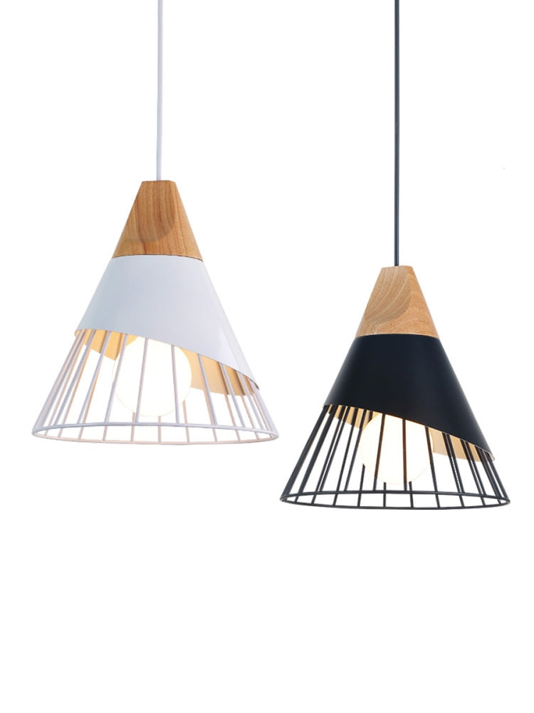 E27 Modern Lighting Iron Solid Wood Pendant Light Hanging Lamp