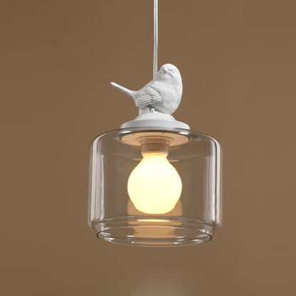 Nordic Modern Hanging Lamp Transparent Birdcage Glass Pendant Light LED E27 Ceiling Light Perfect for Kitchen Dining Room Bedroom(Cold White)