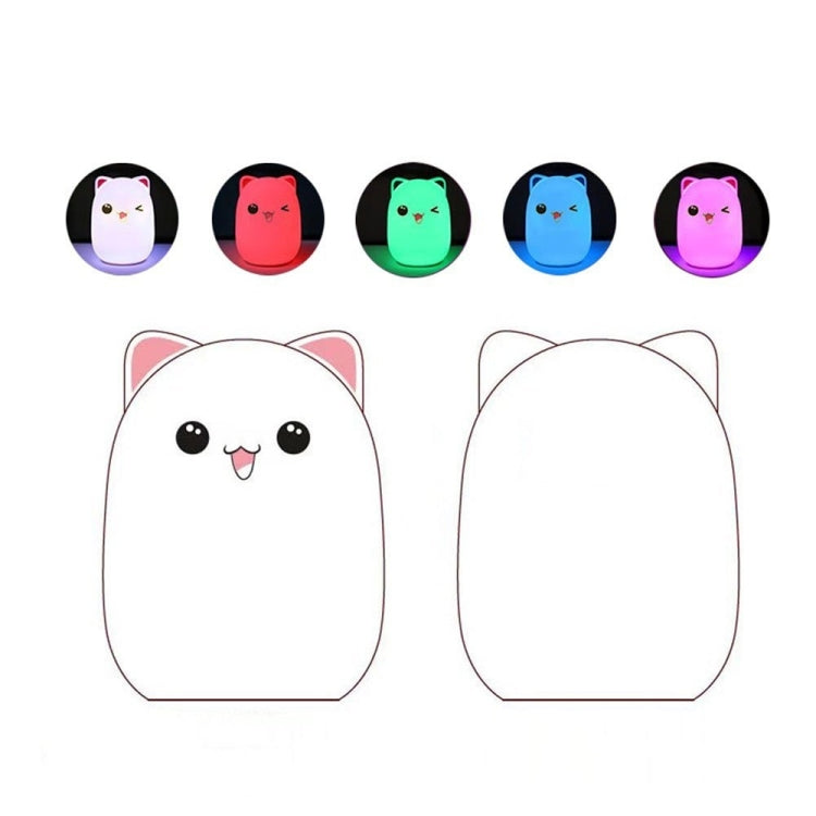 Color Change Cat Shape USB Rechargeable LED Silicone Soft Nightlight