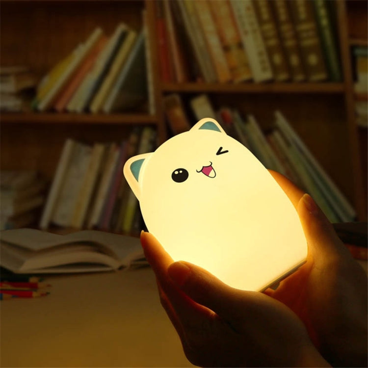 Color Change Cat Shape USB Rechargeable LED Silicone Soft Nightlight