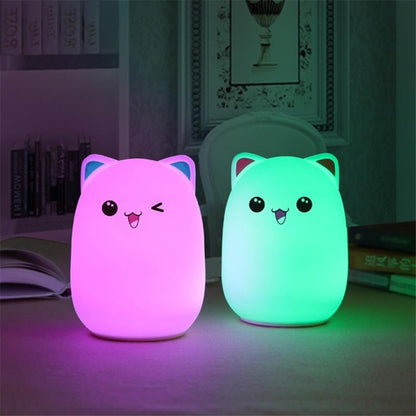 Color Change Cat Shape USB Rechargeable LED Silicone Soft Nightlight