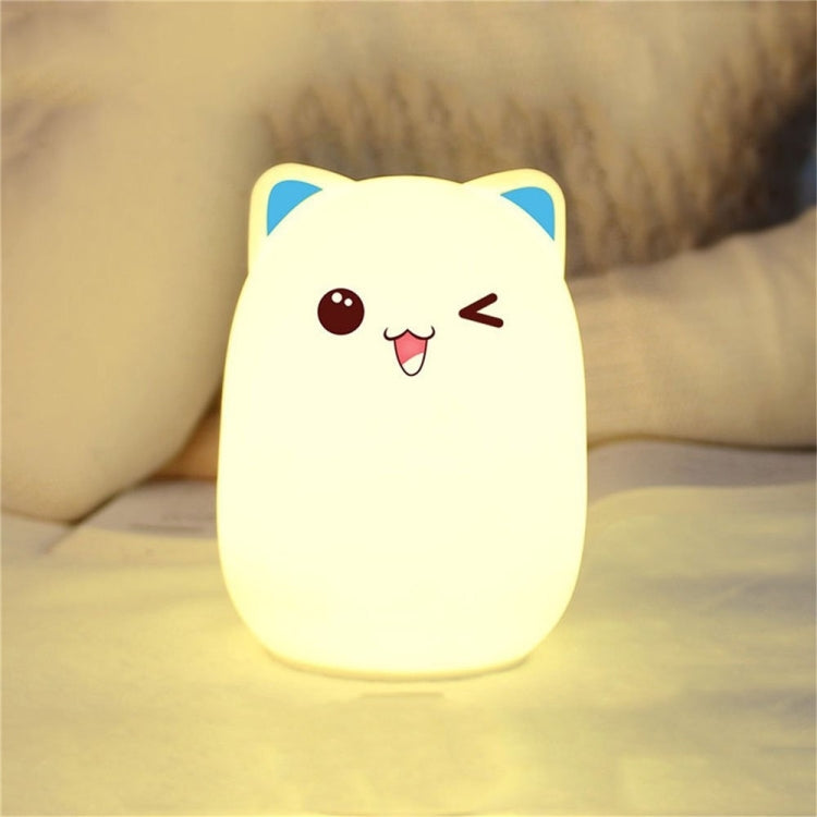 Color Change Cat Shape USB Rechargeable LED Silicone Soft Nightlight