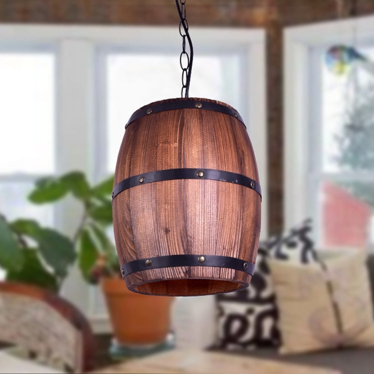 Vintage Barrel Chandelier Creative Wooden Wine Barrel Lighting Personalized Cafe Bar Light