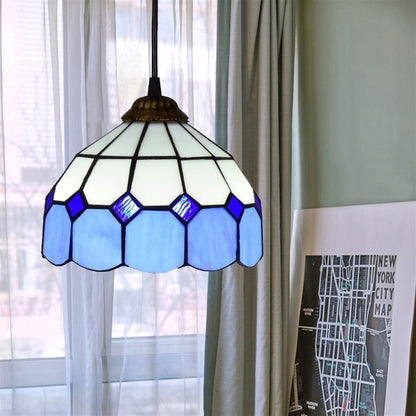 8 inch Simple Style Stained Glass Restaurant Bar Pendent Lamp