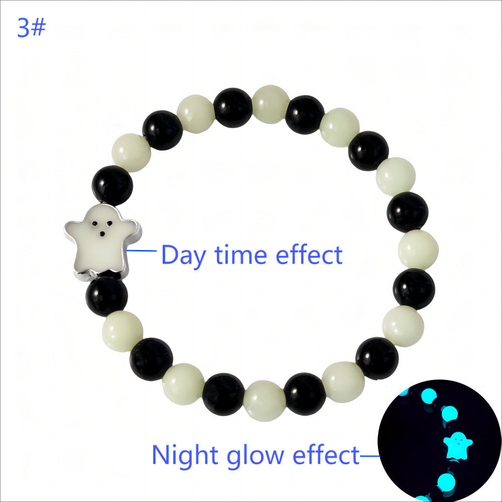 Day Of The Dead Luminous Bracelet Glass Beaded Halloween Luminous Bracelet