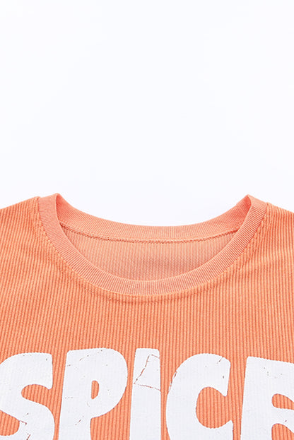 Orange Corded SPICY GIRL Graphic Sweatshirt